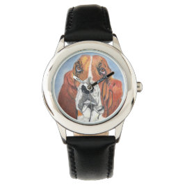 Basset Hound Watson als handgezeichnete Schöpfung Armbanduhr