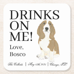 Basset Hound Wedding Rechteckiger Pappuntersetzer