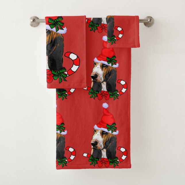 Basset Hound Weihnachten Badhandtuch Set (Insitu)