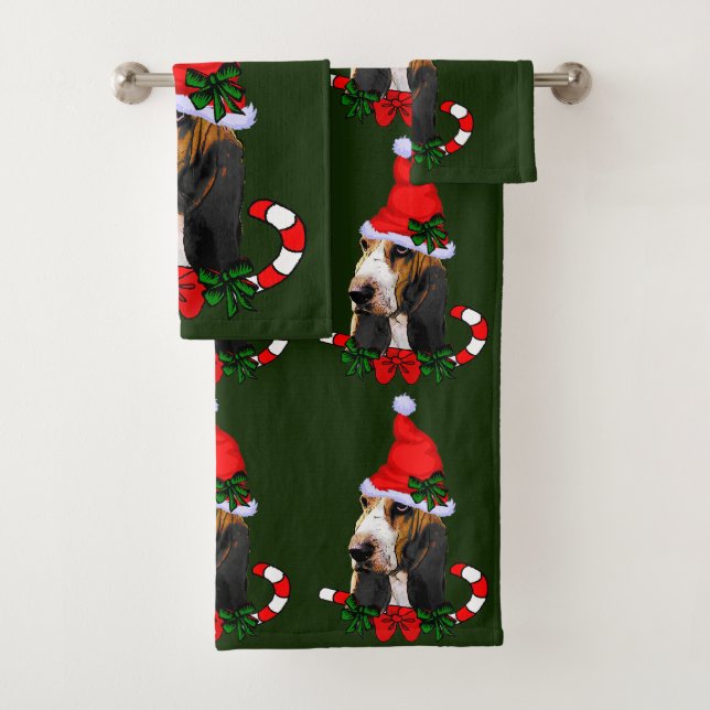 Basset Hound Weihnachten Badhandtuch Set (Insitu)