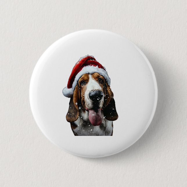 Basset Hound Weihnachten Button (Vorderseite)