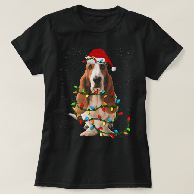 Basset Hound Weihnachten Funny Basset Hound Hund L T-Shirt (Design vorne)
