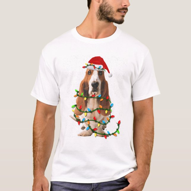 Basset Hound Weihnachten Funny Basset Hound Hund L T-Shirt (Vorderseite)