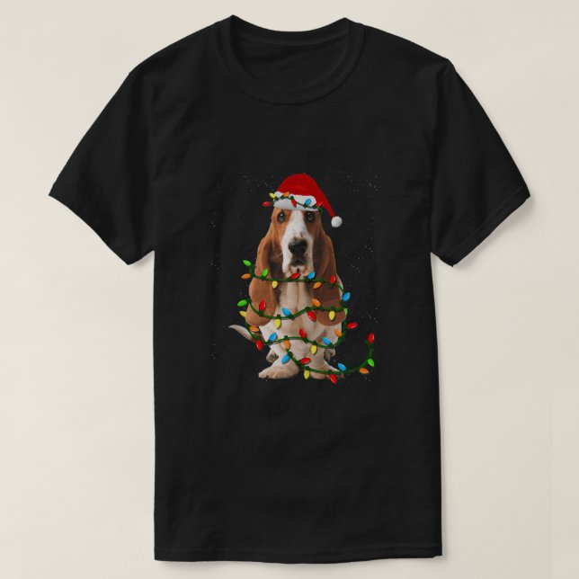 Basset Hound Weihnachten Funny Basset Hound Hund L T-Shirt (Design vorne)