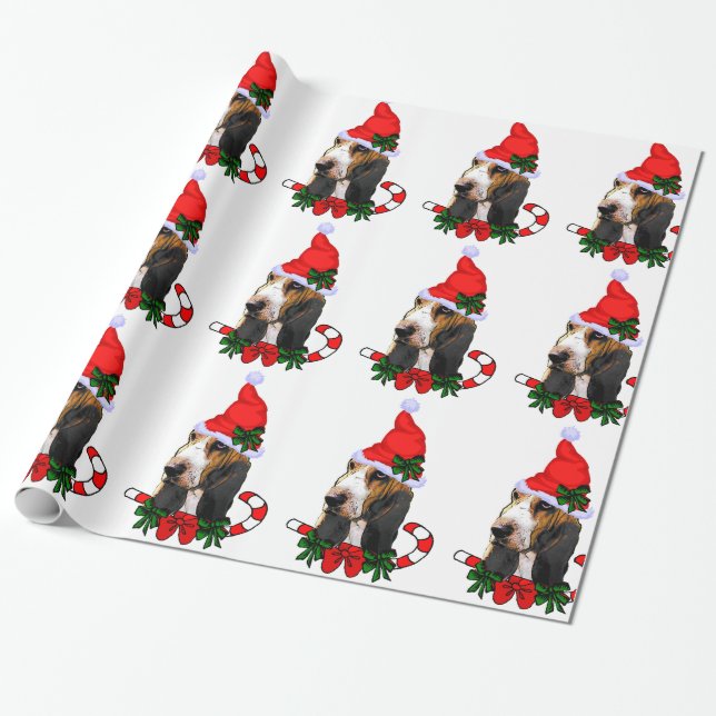 Basset Hound Weihnachten Geschenkpapier (Ungerollt)