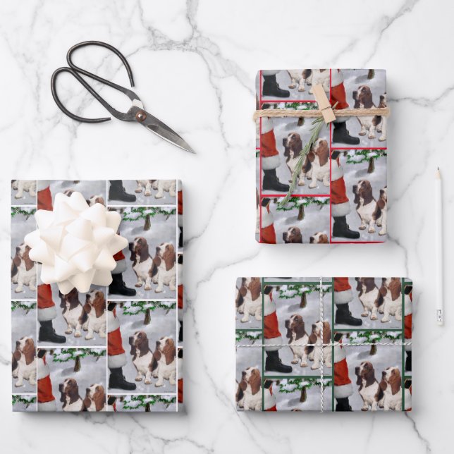 Basset Hound Weihnachten Geschenkpapier Set (Vorderseite)