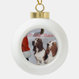 Basset Hound Weihnachten Keramik Kugel-Ornament