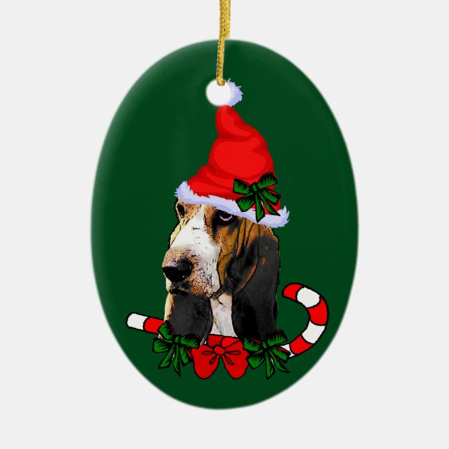 Basset Hound Weihnachten Keramik Ornament (Vorne)