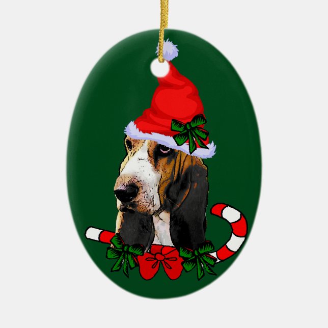 Basset Hound Weihnachten Keramik Ornament (Vorne)
