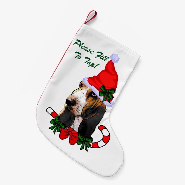 Basset Hound Weihnachten Kleiner Weihnachtsstrumpf (Vorderansicht (hängend))