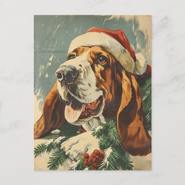 Basset Hound Weihnachten Postkarte (Vorderseite)