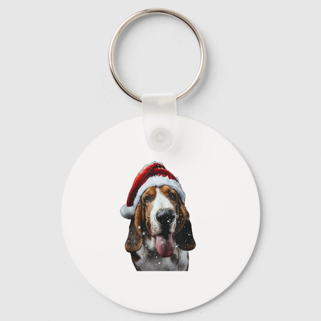 Basset Hound Weihnachten Schlüsselanhänger (Vorderseite)