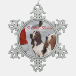 Basset Hound Weihnachten Schneeflocken Zinn-Ornament