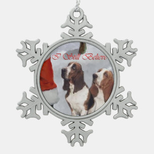 Basset Hound Weihnachten Schneeflocken Zinn-Ornament