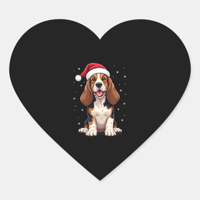 Basset Hound Weihnachts-Tank Herz-Aufkleber (Vorderseite)