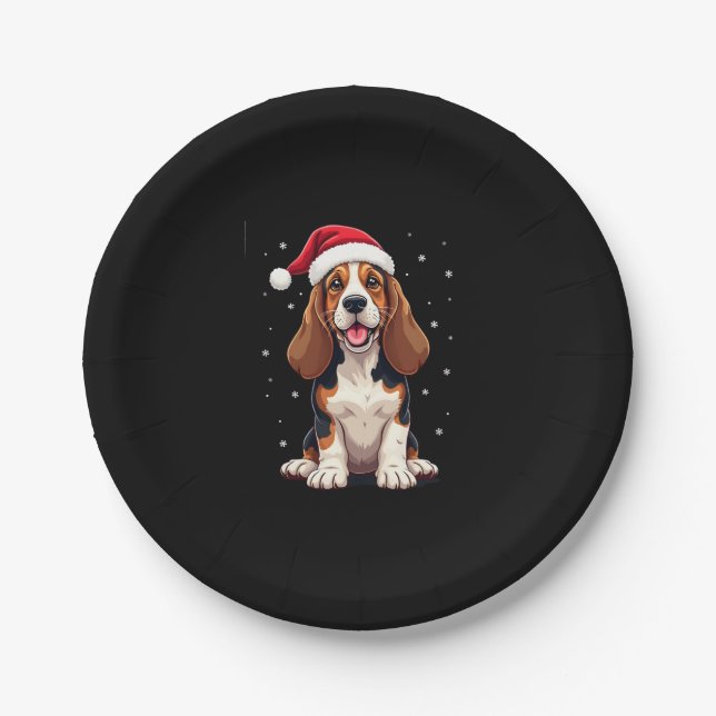 Basset Hound Weihnachts-Tank Pappteller (Vorderseite)