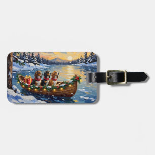 Basset Hound Weihnachtsboot Urlaub Gepäckanhänger