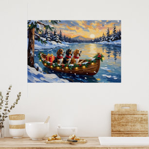 Basset Hound Weihnachtsboot Urlaub Poster