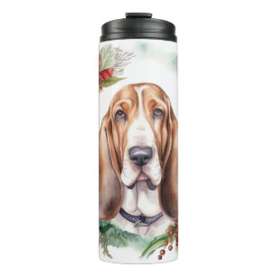 Basset Hound Weihnachtsfeiertag Festliche Jungfrau Thermosbecher