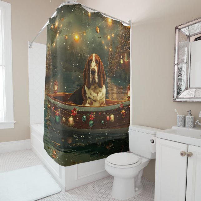 Basset Hound Weihnachtsfest Reise Duschvorhang (Beispiel)