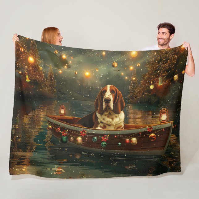 Basset Hound Weihnachtsfest Reise Fleecedecke (Beispiel)