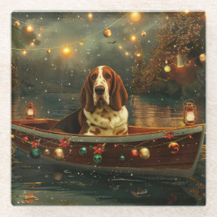 Basset Hound Weihnachtsfest Reise Glasuntersetzer