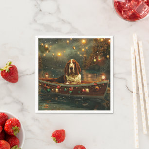 Basset Hound Weihnachtsfest Reise Serviette