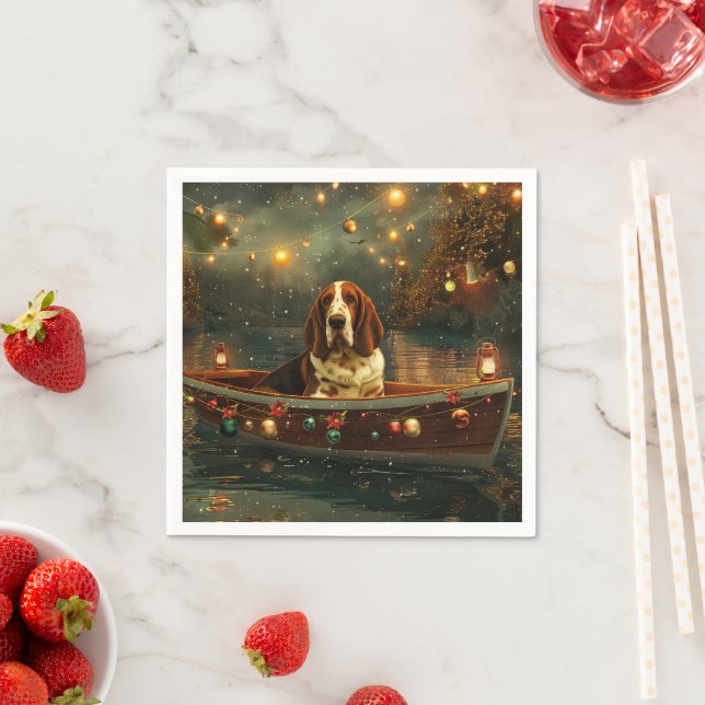 Basset Hound Weihnachtsfest Reise Serviette (Beispiel)