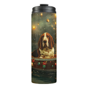 Basset Hound Weihnachtsfest Reise Thermosbecher