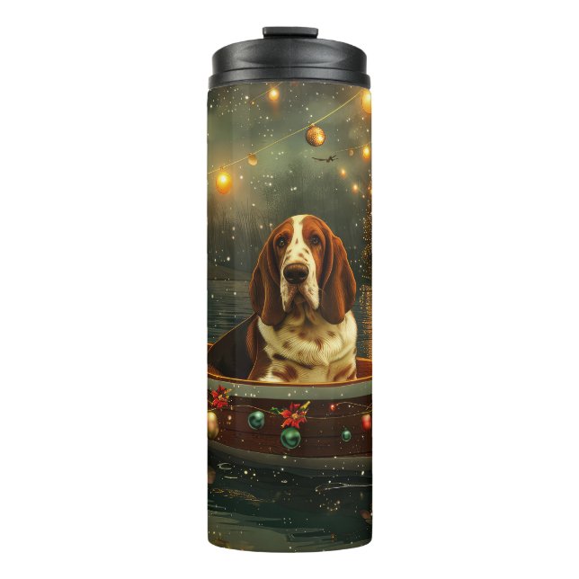 Basset Hound Weihnachtsfest Reise Thermosbecher (Vorderseite)