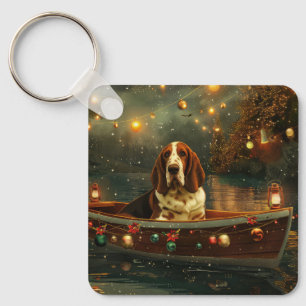 Basset Hound Weihnachtsfestreise Schlüsselanhänger