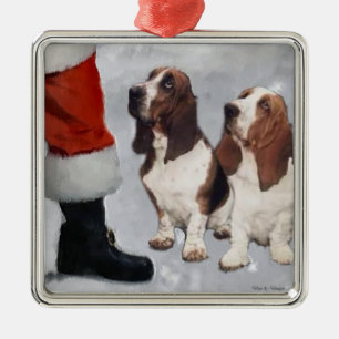 Basset Hound-Weihnachtsgeschenk-Verzierung Ornament Aus Metall