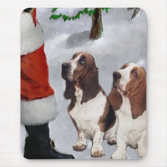 Basset Hound Weihnachtsgeschenke Mousepad (Vorne)