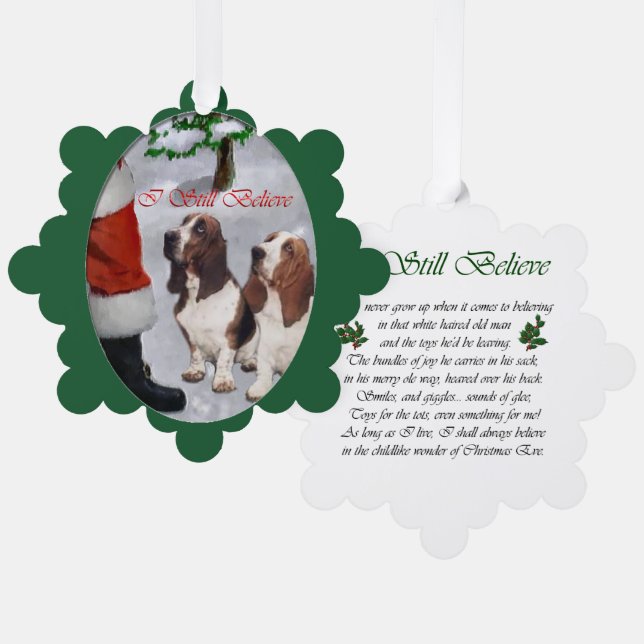 Basset Hound Weihnachtsgeschenke Ornament Karte (Vorderseite/Rückseite)