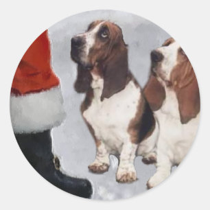 Basset Hound Weihnachtsgeschenke Runder Aufkleber