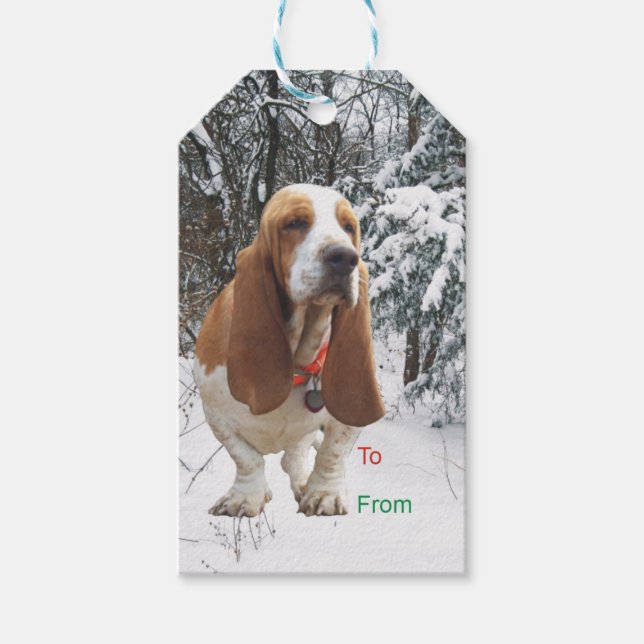 Basset Hound Weihnachtsgeschenke Tags Geschenkanhänger (Vorderseite)