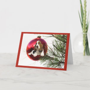 Basset Hound Weihnachtskarte Ball Hanging Feiertagskarte