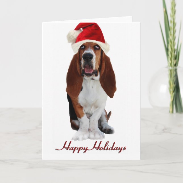 Basset Hound Weihnachtskarte Feiertagskarte (Vorderseite)