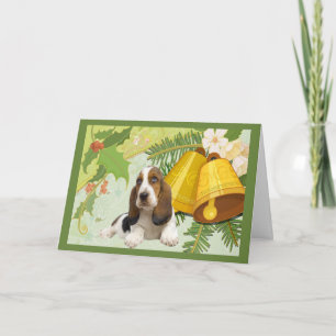 Basset Hound Weihnachtskartenglocken Feiertagskarte