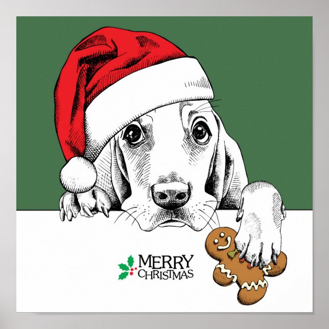 Basset Hound Weihnachtskeks Poster (Vorne)