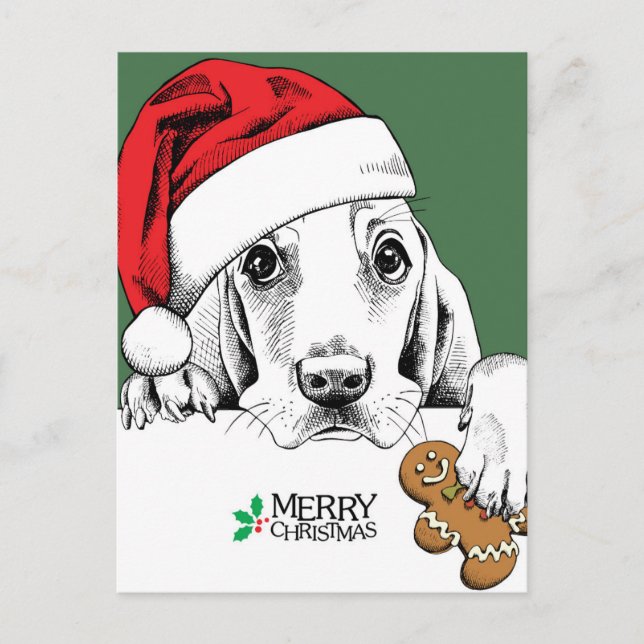 Basset Hound Weihnachtskeks Postkarte (Vorderseite)