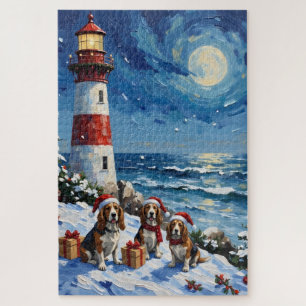 Basset Hound Weihnachtsleuchtturm Urlaub Puzzle