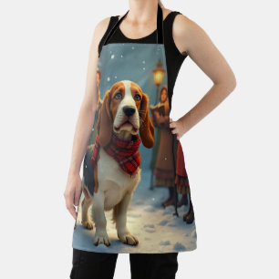 Basset Hound Weihnachtslied Sänger Malerei Schürze