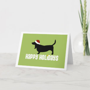 Basset Hound-Weihnachtsmannmütze Feiertagskarte