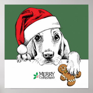Basset Hound Weihnachtsplätzchen Poster