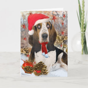 Basset Hound-Weihnachtsporträt Feiertagskarte
