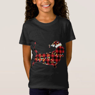 Basset Hound Weihnachtsrot Kariert Buffalo Pajamas T-Shirt