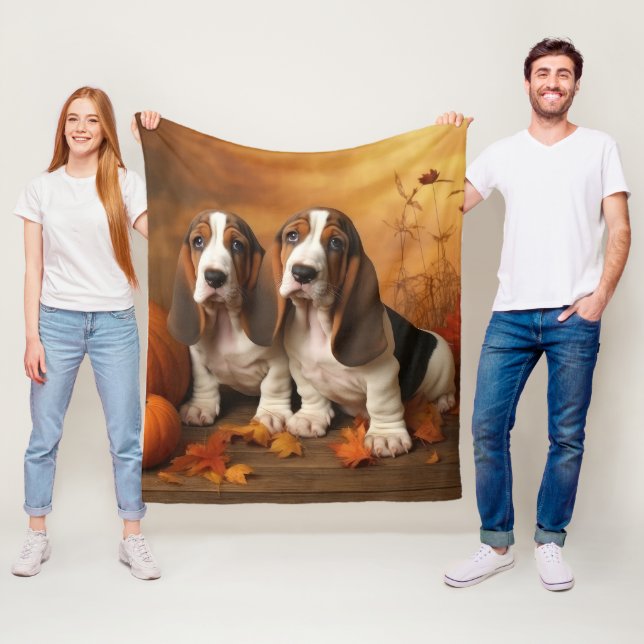 Basset Hound Welpe Herbst Delight Pumpen Fleecedecke (Beispiel)