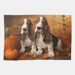 Basset Hound Welpe Herbst Delight Pumpen Geschirrtuch