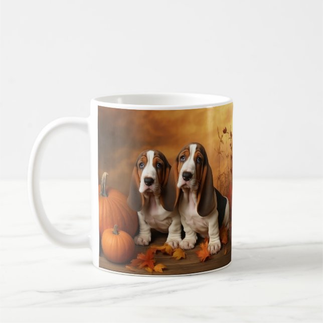 Basset Hound Welpe Herbst Delight Pumpen Kaffeetasse (Links)